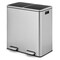 Silver Stainless Steel Dual Compartment Trash Can with 16-Gal Bins